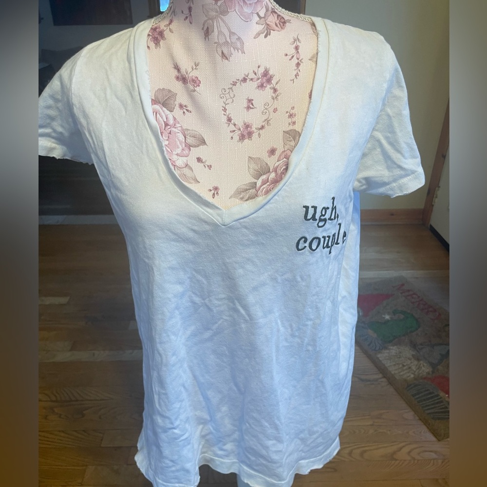 WILDFOX ugh, couples white v neck Tshirt
